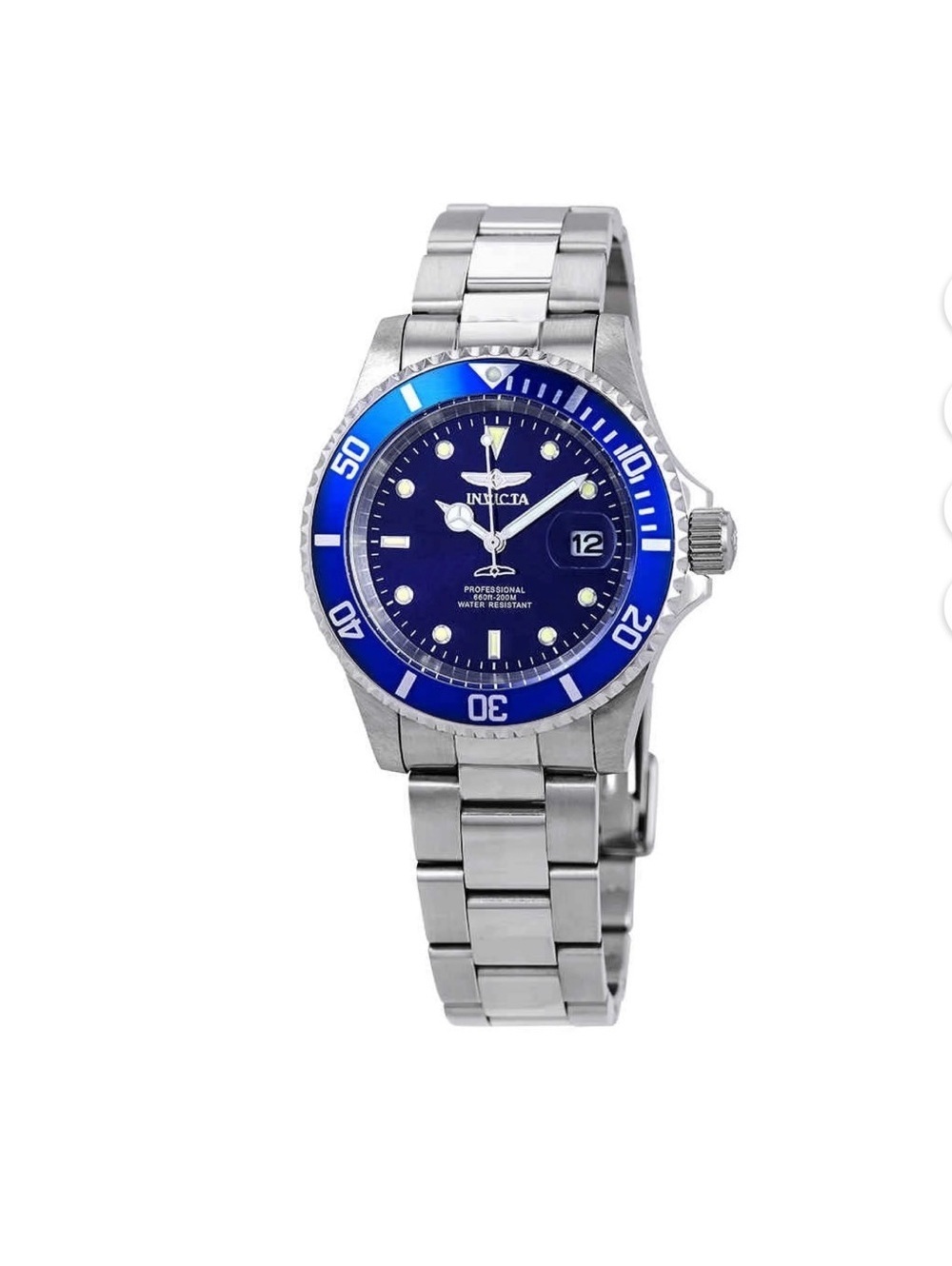 Invicta Mens Pro Diver Series Blue and Stainless Steel Watch NEW